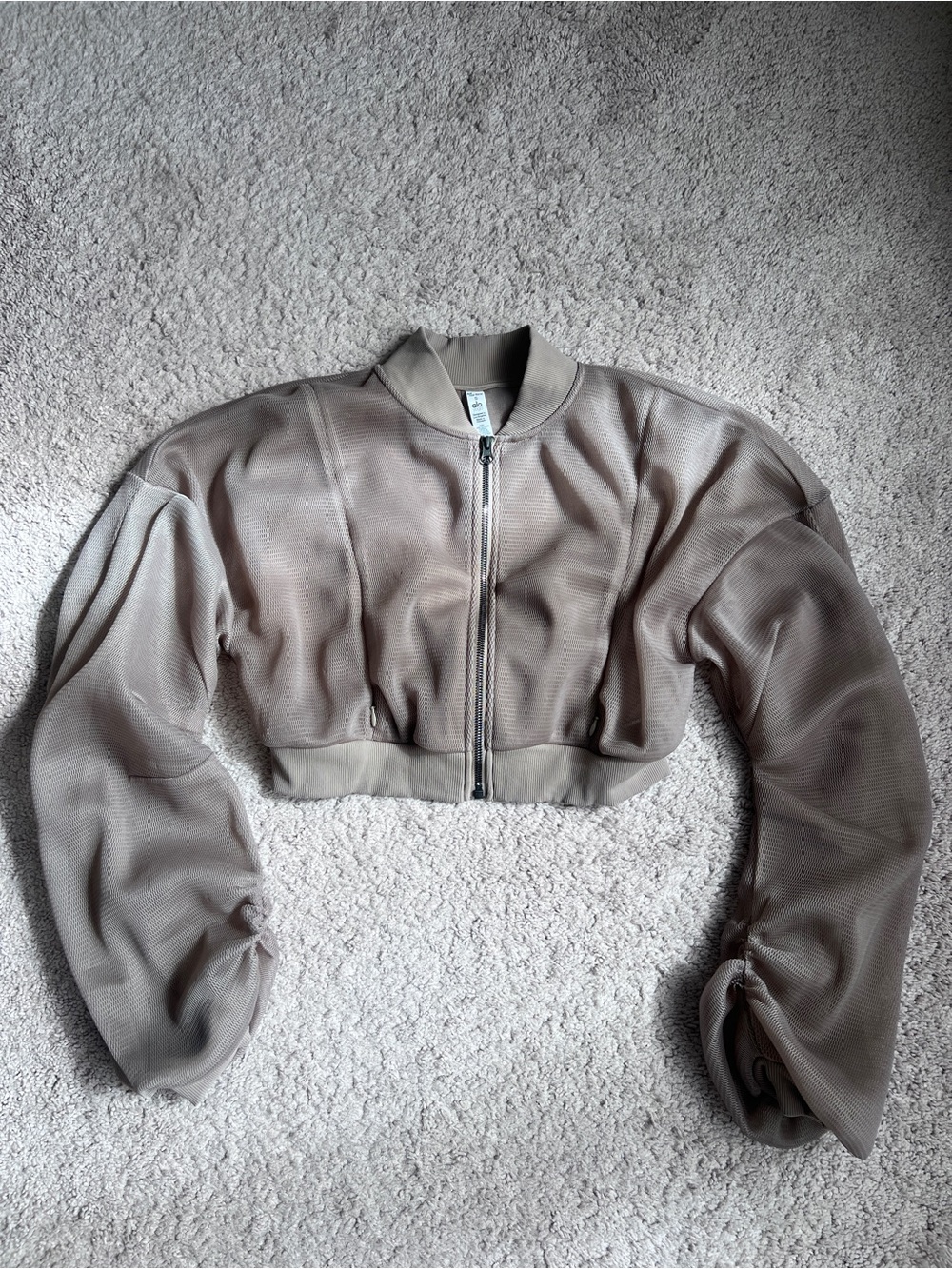 ALO Yoga Mesh Crop Jacket - Gravel